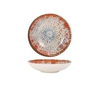 Lot de 12 assiettes LUNA rondes, plats de Service de Table creuses pour soupe pâtes dessert en Porcelaine multicolore - diamètre 21 x Hauteur 4,5 cm - VISIODIRECT - Multicolore G