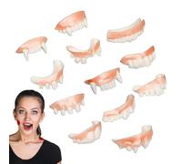 Lot de 12 attrape-dents de vampire - 12 pièces d'horreur faux attrape-dents de vampire | Accessoire de déguisement d'Halloween - Accessoires pour hommes - Jouet amusant pratique