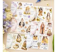 Lot de 12 autocollants de feuilles transférables à Fleurs&Personnages Rub On Sticker pour Scrapbooking,Journaux, Albums,Meubles,Artisanat,Bricolage,Autocollants PET personnalisés