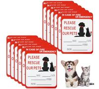 Lot de 12 autocollants d'urgence pour animaux de compagnie en cas d'incendie, carte d'urgence, pour animaux de compagnie, incendie, urgence, bouton d'enregistrement