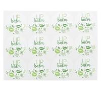 Lot de 12 autocollants Lip Balm | 2,7 cm en 3 couleurs | Idéal pour étiqueter les lèvres maison | Résistant et de qualité | Grande soirée | Beige, rouge et vert
