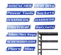 Lot de 12 autocollants magnétiques pour boîte à outils - Pour la maison, le tiroir, l'armoire, le garage, le magasin, la salle de classe, l'atelier, le bureau, l'université