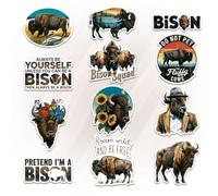 Lot de 12 autocollants motif bison, décalcomanies sauvages et rustiques avec dictons comme Roam Wild and Be Free and Always Be Yourself Unless You Can Be a Bison, autocollants pour ordinateur portable