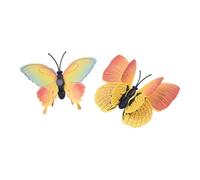 Lot de 12 autocollants muraux 3D en vinyle mat pour chambre d'enfant - Finition PVC - Pas de film de transfert nécessaire - Compatible lisse - Bleu/rose/vert/jaune/papillon (rouge)