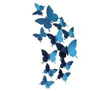 Lot de 12 autocollants muraux 3D miroir papillon artistiques personnalisés colorés décorations de maison autocollants muraux avec colle bleue élégante et populaire Traitement de la mode