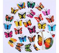 Lot de 12 autocollants muraux magnétiques en forme de papillon en 3D - Décoration de maison - Couleur et style aléatoires - Portable et utile