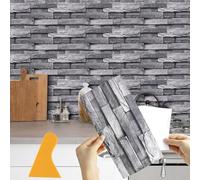 Lot de 12 autocollants pour carrelage de cuisine avec 1 petit grattoir effet brique autocollants décoratifs pour carrelage de cuisine et salle de bain