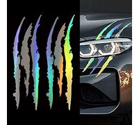 Lot de 12 autocollants pour voiture - Rayures de griffures - Décalcomanies de phares de voiture - Graphiques de monstres pour voitures de sport, SUV, pickup, camion, fenêtre, moto