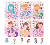 Lot de 12 autocollants sirène à faire soi-même pour enfants - Faites votre propre sac à dragées pour fête d'anniversaire, cadeau pour garçons et filles