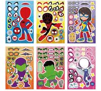Lot de 12 autocollants Spider and His Friends - Bricolage - Dessin animé - Pour enfants - Maquillage - Créez vos propres autocollants personnalisés - Décoration de fête d'anniversaire