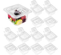 Lot de 12 Bacs GN 1/6 Plastique avec Couvercles, 1,5 L, Profondeur 10 cm | Bacs Gastronormes Transparents Empilables pour Buffet, Fruits, Légumes, Préparation Alimentaire et Cuisine