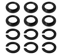 Lot de 12 bagues réductrices d'abat-jour en plastique E27 vers E14 - Anneaux de rechange - Adaptateur de raccords de lampe - Noir