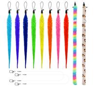 Lot de 12 baguettes de rechange pour chat avec recharge de vers et serpent, 2 cordes de rechange pour canne à pêche, jouets à plumes assortis pour chats et chatons
