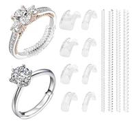 Lot de 12 baguiers invisibles pour anneaux lâches, ajusteurs de bagues ajustables, redimensionneurs adaptés à presque toutes les bagues (transparent)