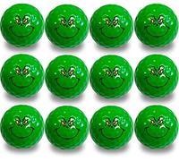 Lot de 12 balles de golf Grinch Face - Excellente idée cadeau de la part des mamans, des papas et des enfants - Parfait pour la personne qui a tout.
