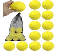 Lot de 12 balles de pickleball silencieuses en mousse PU pour exercices d'intérieur, allée, garage, pratique à faible bruit pour toutes les étapes de développement des compétences (jaune)