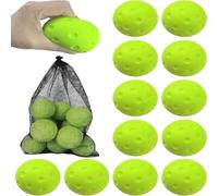 Lot de 12 balles de pickleball silencieuses en mousse PU pour exercices en intérieur, allée, garage, pratique à faible bruit pour toutes les étapes de développement des compétences (vert)