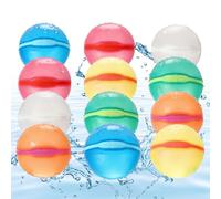 Lot de 12 ballons à eau réutilisables rechargeables pour enfants : matériau en silicone souple auto-scellant pour activités de plein air - Bombe à eau pour l'été, la piscine, la plage, pour garçons et