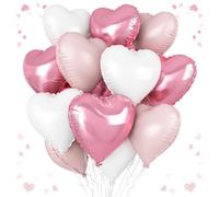 Lot de 12 ballons à l'hélium en forme de cœur pour anniversaire, fête prénuptiale, fiançailles, mariage, Saint-Valentin - 45,7 cm - rose layette et blanc