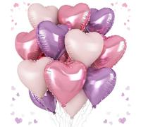 Lot de 12 ballons à l'hélium en forme de cœur pour fête des mères, anniversaire, mariage, fiançailles, mariage - 45,7 cm - rose pastel violet et rose