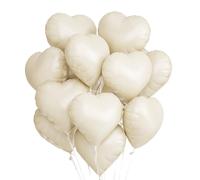 Lot de 12 ballons blancs crème en forme de cœur - 45,7 cm - Ballons en aluminium en forme de cœur - Ballons à l'hélium pour Saint-Valentin, mariage, fiançailles, décorations de fête