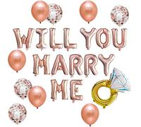 Lot de 12 ballons dorés rose « Will You Marry Me » - Décorations de demande en mariage pour fête prénatale, mariage, anniversaire de fille