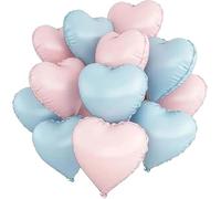Lot de 12 ballons en aluminium en forme de cœur Bleu/rose 33 cm