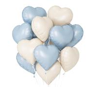 Lot de 12 ballons en aluminium en forme de cœur pour anniversaire, fête prénatale, fiançailles - 45,7 cm - ballons bleu pastel en forme de cœur - ballons à l'hélium pour anniversaire, fête prénatale