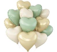 Lot de 12 ballons en aluminium en forme de cœur pour décoration de fête prénatale, anniversaire, anniversaire de mariage, mariage - 45,7 cm - vert sauge