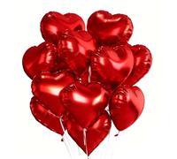 Lot de 12 ballons en aluminium en forme de cœur rouge pour Saint-Valentin, mariage, fiançailles, décoration de fête - 45,7 cm