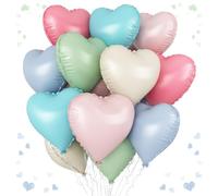 Lot de 12 ballons multicolores en forme de cœur - 45,7 cm - Ballons multicolores en forme de cœur - Pour anniversaire, fête prénatale, fiançailles, décoration de fête de mariage