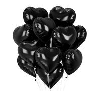 Lot de 12 ballons noirs en forme de cœur pour Saint-Valentin, mariage, fiançailles - 45,7 cm - ballons à l'hélium en forme de cœur pour décoration de fête