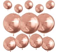 Lot De 12 Ballons Ronds En Aluminium Métallique Pour Anniversaire, Remise De Diplôme, Mariage, Nouvel An, Fête Disco - 55,9 Cm, 38,1 Cm, 25,4 Cm - Doré Champagne