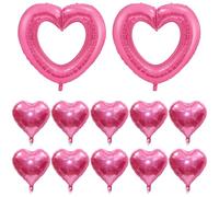 Lot de 12 ballons roses en forme de cœur de 2 tailles