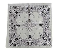 Lot de 12 bandanas unis doux et légers en coton imprimé pour adultes, Tête de mort blanche, taille unique