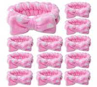 Lot de 12 bandeaux de spa en flanelle avec nœuds, bandages réglables pour cheveux pour femme, lavage du visage, soins de beauté et journées de spa à domicile