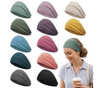 Lot de 12 bandeaux pour femmes, élastiques larges pour filles, casque de yoga en cours d'exécution, accessoires de cheveux turbans pour filles