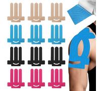 Lot de 12 bandes de kinésiologie prédécoupées pour soulager la douleur aux épaules, en coton, imperméables, pour le sport et un soutien durable (quatre couleurs)