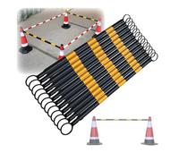 Lot de 12 Barres de cône de Circulation rétractables de 120 à 200 cm, connecteurs cônes en Plastique Flexibles avec Film réfléchissant, Poteau barrière sécurité(Yellow and Black)
