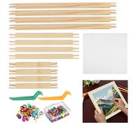 Lot de 12 barres d'écartement de toile en bois avec 2 extracteurs de punaises, tissu en maille, boîte de rangement, 15,2 cm, 20,3 cm, 30,5 cm pour travaux d'aiguille, cadre en bois pour broderie