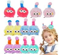 Lot de 12 barrettes à cheveux à pompons duveteux, accessoires pour journée folle des cheveux, pinces à cheveux spiralées amusantes pour enfants, barrettes fantaisie colorées, fête et événements