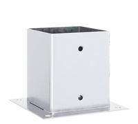 Lot de 12 bases pour poteaux carrés argentés 121 x 121 mm en acier | Support de poteau galvanisé à chaud - Fixation sur béton ou bois - Support pour tonnelle, clôture et escalier - Trou de 11 mm