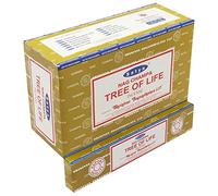 Lot de 12 bâtonnets d'encens parfumés Satya Tree of Life Aggarbatti Home Scent Fragrance Aromatherapy 15G X 12 Pack (180G)