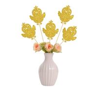 Lot de 12 bâtons de centre de table en forme d'animal de la ferme pour fête prénatale d'enfants - Décorations de table de fête de Pâques - Paillettes dorées