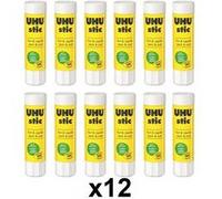 Lot de 12 bâtons de colle blanche UHU 8,2G