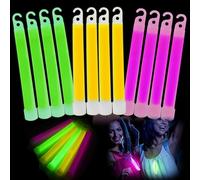 Lot de 12 bâtons phosphorescents pour fête, bâtons lumineux ultra lumineux, 15,2 cm - Bâtons phosphorescents pour fête d'été, grand bâton lumineux en 3 couleurs assorties