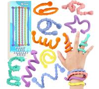 Lot de 12 Bâtons Sensoriels Antistress - Jouets Fidget Texturés pour Enfants Autistes, Soulagement de l’Anxiété, Fidget Toys Ensemble de Cordes de Voyage pour Enfants de 3 Ans et Plus et Adultes