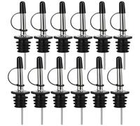 Lot de 12 becs verseurs d'alcool classiques en acier inoxydable avec bouchon anti-poussière en caoutchouc, bec verseur rapide pour bouteille de liqueur, bouteilles d'huile