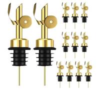 Lot de 12 becs verseurs d'huile d'olive pour liqueur, alcool, vinaigre et sauce soja, en acier inoxydable, bec conique en polyéthylène pour cuisine, salade, bar, restaurant, barman, 12 cm