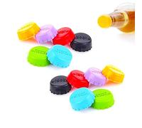 Lot de 12 Beer Saver Bouchons en Silicone RéUtilisables capsules en silicone En silicone écologique - 6 couleurs - Pour bouteilles de Vin, BièRe, Champagne, Alcool